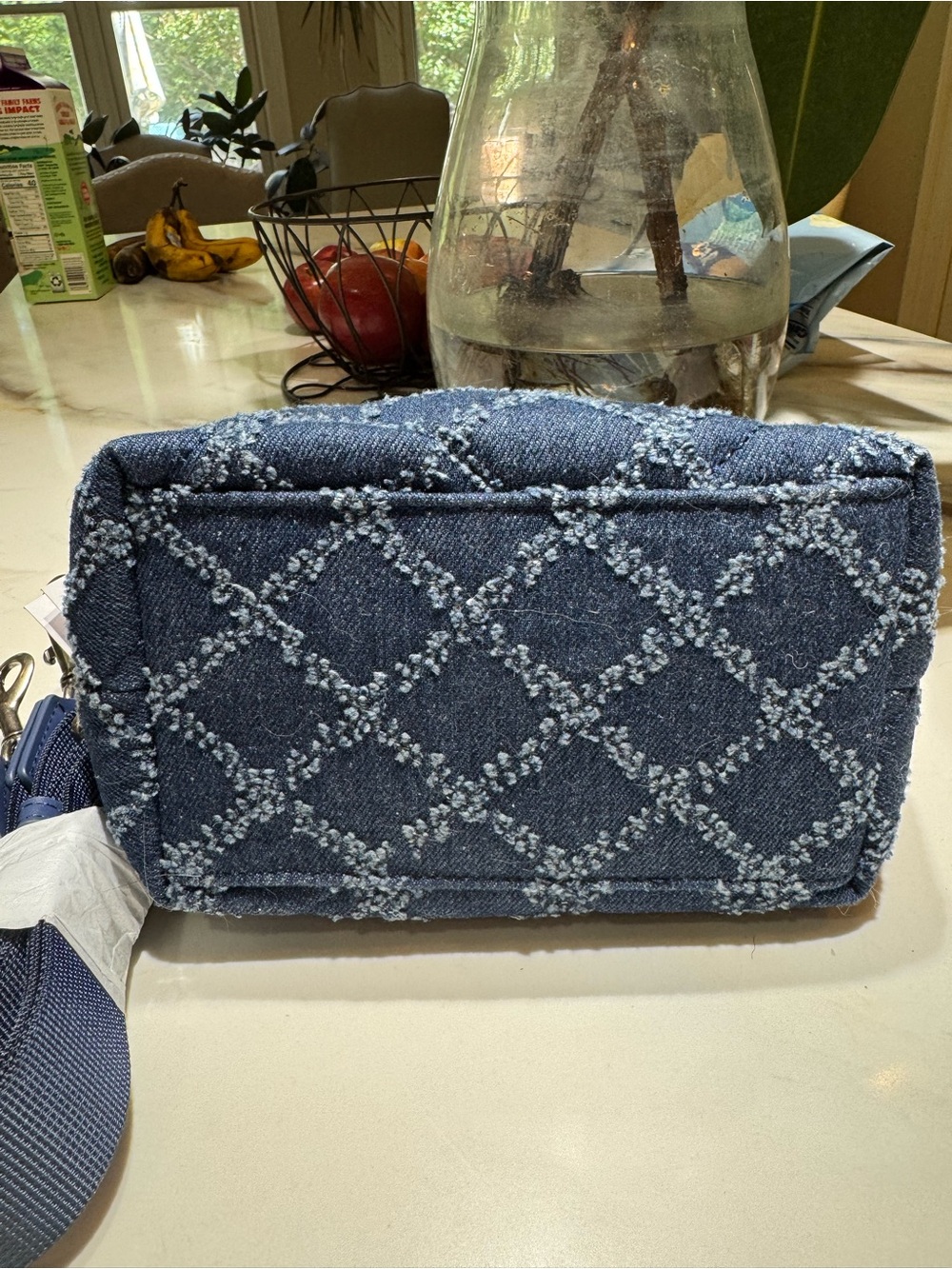Kurt Geiger Denim Quilted Mini Shopper purse in Navy Blue NWT - Picture 4 of 6